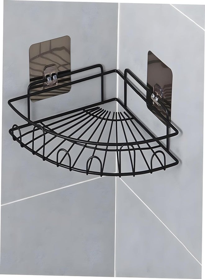 Boniry Metal Bathroom Organiser Without Drill Bathroom Rack Self Adhesive | Stand for Corner Shampoo Holder for Bathroom Accessories-Multipurpose Kitchen Holder Storage (Flower Corner) - Image 1